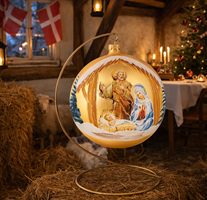 Håndlavet glas julekugle i gylden farve